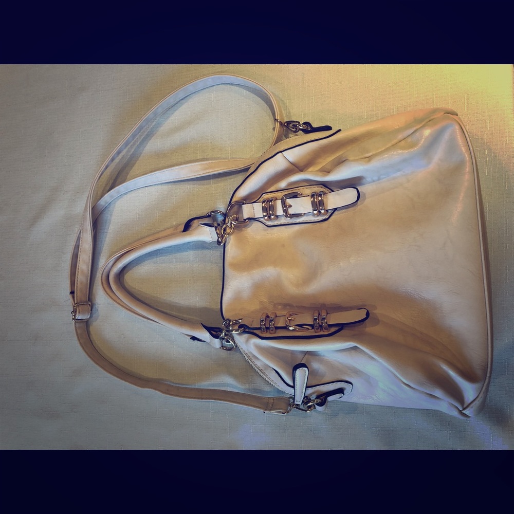 White leather bag